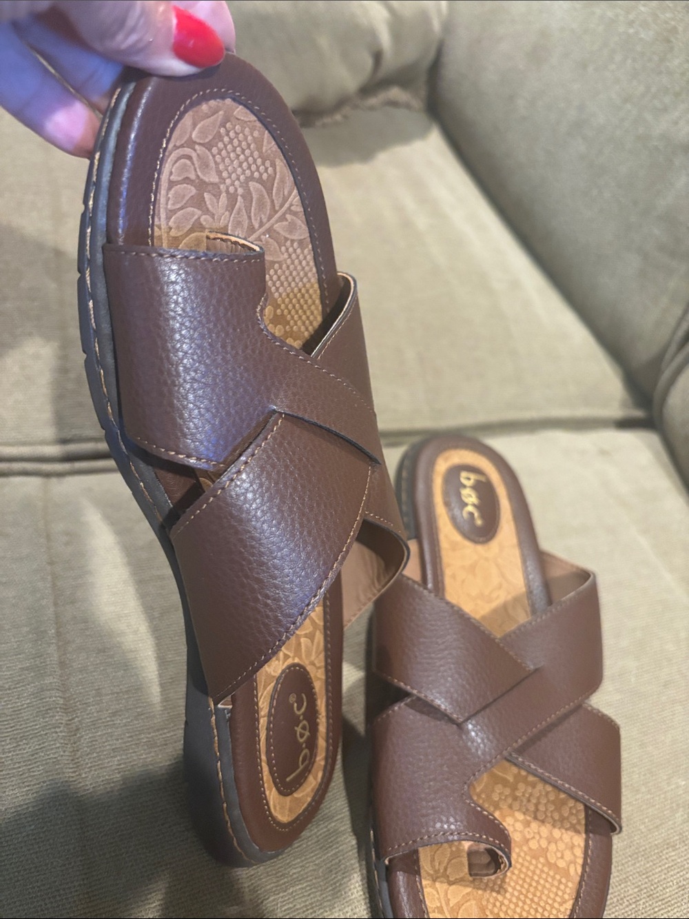 b.o.c. Dark Brown Crisscross Slide Sandals - Picture 2 of 5